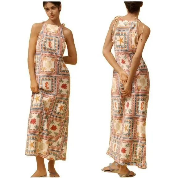 Anthropologie tie neck column midi dress - Picture 2 of 9